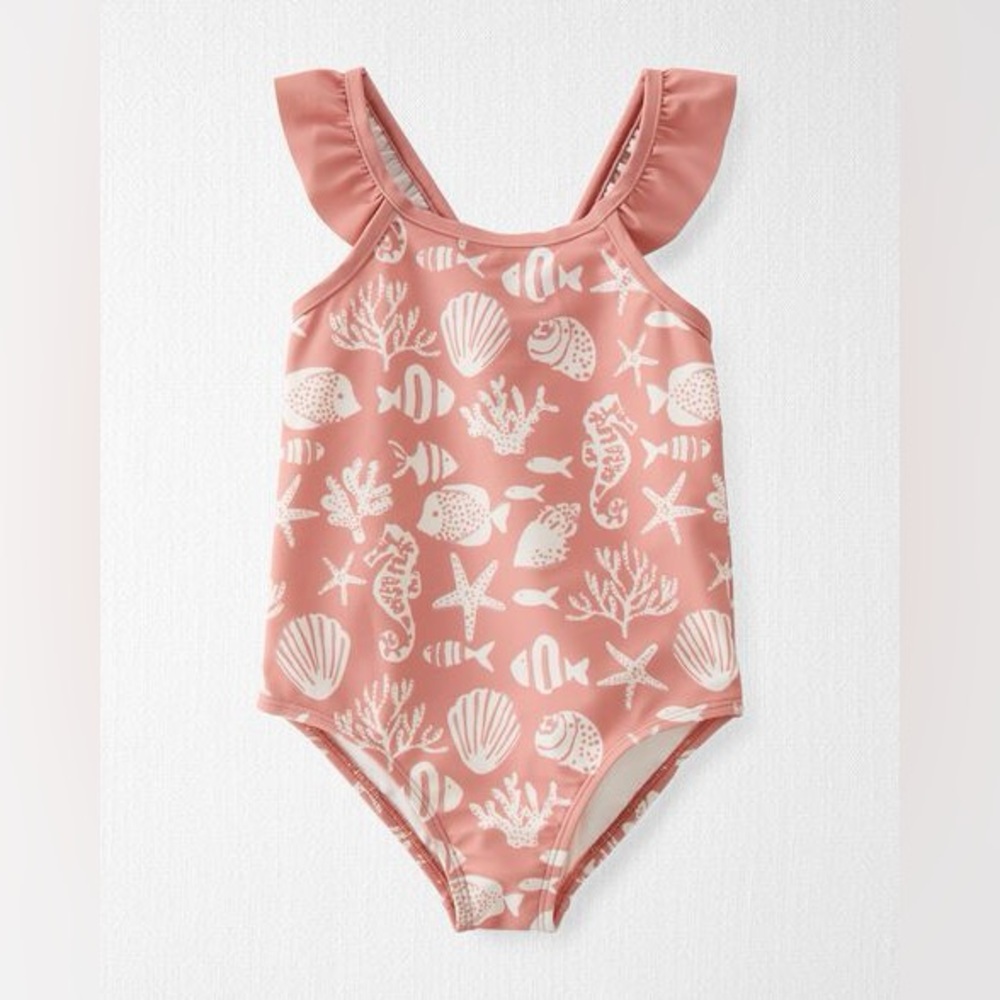 Little planet coral swimsuit with seashells 6 month
